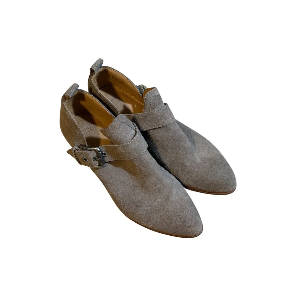 Frye and Co. Suede Ankle Booties Gray 8‎ Women Buckle Pointed Toe 3470781-GRY